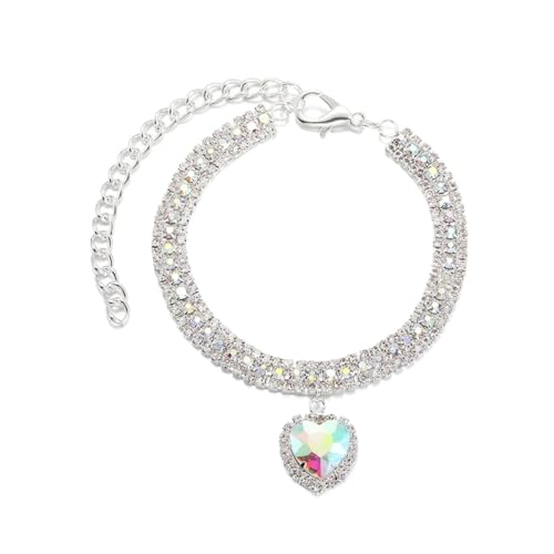 Halsband für Hunde und Katzen, mit Strasssteinen besetzt, für Welpen, Kätzchen, Kristallanhänger, Diamant-Halsbänder (Khaki) von SIDIFU