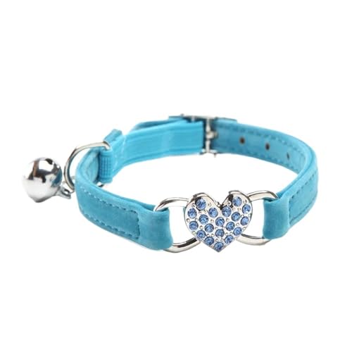 Hundehalsband mit Herzanhänger und Glöckchen, Katzenhalsband, 8 Farben, verstellbar, mit weichem Samtmaterial, Blau Hundehalsband mit Herzanhänger und Glöckchen, Katzenhalsband, 8 Farben, verstellbar, mit weichem Samtmaterial, Blau von SIDIFU