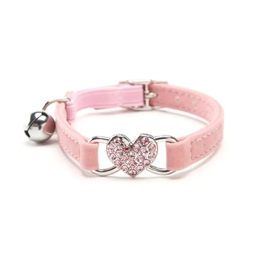 Hundehalsband mit Herzanhänger und Glöckchen, Katzenhalsband, 8 Farben, verstellbar, mit weichem Samtmaterial, Rosa Hundehalsband mit Herzanhänger und Glöckchen, Katzenhalsband, 8 Farben, verstellbar, mit weichem Samtmaterial, Rosa von SIDIFU