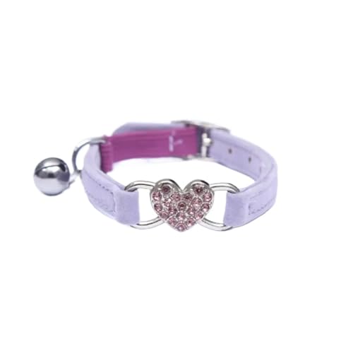 Hundehalsband mit Herzanhänger und Glöckchen, Katzenhalsband, 8 Farben, verstellbar, mit weichem Samtmaterial (Doppelsofa 2) von SIDIFU