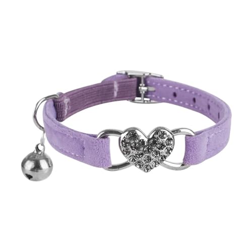Katzenhalsband mit Herzanhänger und Glöckchen, elastisch, verstellbar, mit weichem Samtmaterial, 8 Farben, Haustierprodukt, kleines Hundehalsband (Doppelsofa 2) von SIDIFU