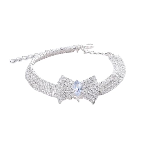 Katzenhalsband mit Strasssteinen und glitzernder Schleife, glänzender Kristall, verstellbares Halsband für kleine Haustiere, Katzen, Hunde (Toffee Stuhl 2, S (Halsumfang 20–28 cm) von SIDIFU