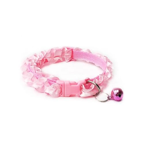 Katzenhalsband mit süßem Blumendesign, Welpen-Halskette mit Glockenanhänger, Cartoon, verstellbarer Ring für Katze, Zubehör, Sicherheitsschnalle (Rosa, L (25–40 cm) von SIDIFU