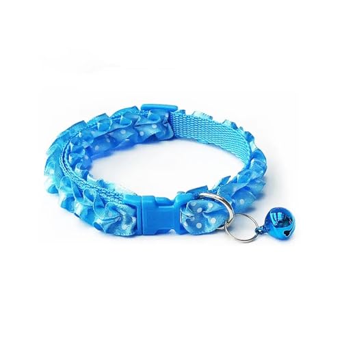 Katzenhalsband mit süßem Blumendesign, Welpen-Halskette mit Glockenanhänger, Cartoon, verstellbarer Ring für Katzenzubehör, Sicherheitsschnalle (Blau, S (19–32 cm) von SIDIFU