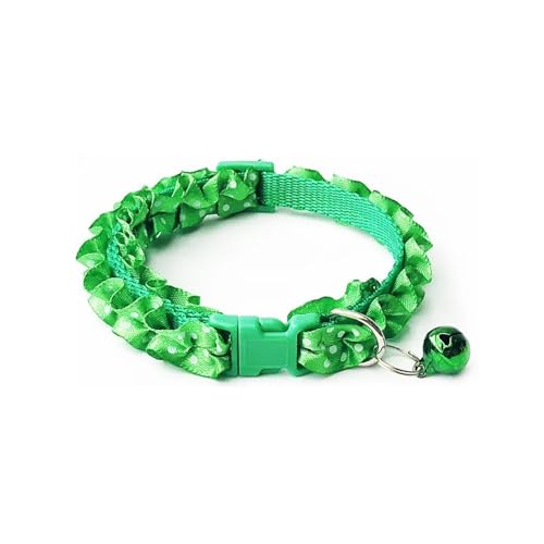 Katzenhalsband mit süßem Blumendesign, Welpen-Halskette mit Glockenanhänger, Cartoon, verstellbarer Ring für Katzenzubehör, Sicherheitsschnalle (Grün, L (25–40 cm) von SIDIFU