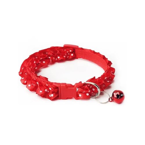 Katzenhalsband mit süßem Blumendesign, Welpen-Halskette mit Glockenanhänger, Cartoon, verstellbarer Ring für Katzenzubehör, Sicherheitsschnalle (Rot, L (25–40 cm) von SIDIFU