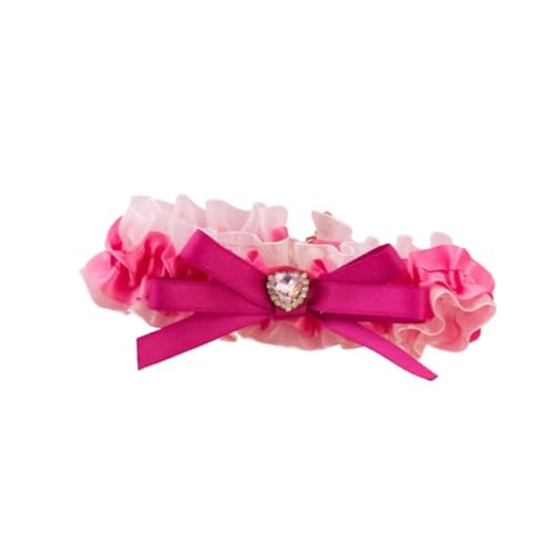 Luxuriöses Haustierhalsband aus Spitze und Strass mit herzförmigem Charm, niedliches Blumen-Design, verstellbar, für Katzen und kleine Hunde (E) von SIDIFU