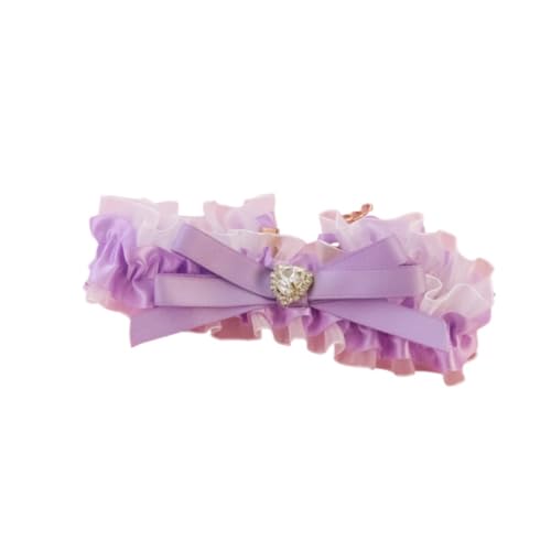 Luxuriöses Haustierhalsband aus Spitze und Strass mit herzförmigem Charm, niedliches Blumen-Design, verstellbar, für Katzen und kleine Hunde (F) von SIDIFU