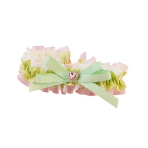Luxuriöses Haustierhalsband aus Spitze und Strass mit herzförmigem Charm, niedliches Blumen-Design, verstellbar, für Katzen und kleine Hunde (K) von SIDIFU