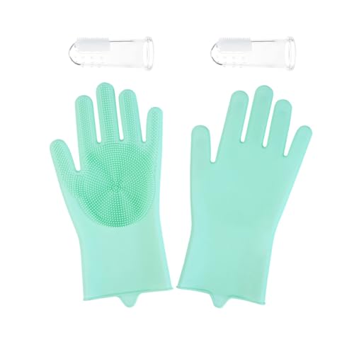 SIKAMARU 1 Paar Badehandschuhe für Haustiere und 2 Stück Haustierzahnbürsten, Haustierpflegehandschuhe, Silikonhandschuhe, Haustierbedarf SIKAMARU 1 Paar Badehandschuhe für Haustiere und 2 Stück Haustierzahnbürsten, Haustierpflegehandschuhe, Silikonhandschuhe, Haustierbedarf von SIKAMARU