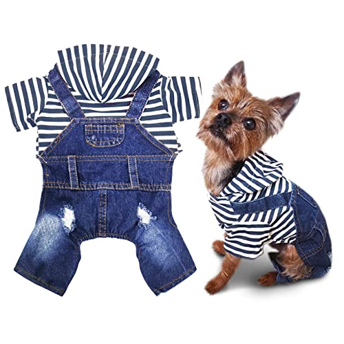 SILD Coole Vintage Washed Denim Jacke Jumpsuit Blau Jean Kleidung für kleine Haustiere Hund Katze/3 Styles XS-XXL von SILD