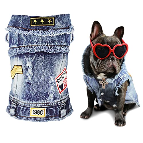 SILD Coole Vintage Washed Denim Jacke Jumpsuit Blau Jean Kleidung für kleine Haustiere Hund Katze/6 Styles XS-XXL von SILD