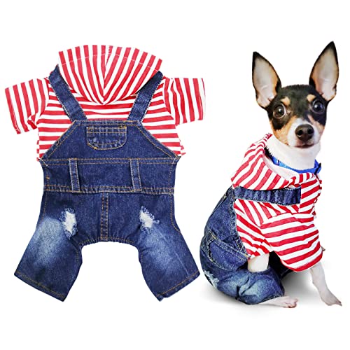 SILD Denim-Jumpsuit für Hunde, Jeans, Hoodies, cooler blauer Mantel, mittelgroße und kleine Hunde, klassische Jacke, Welpen, Blau, Vintage-Waschwesten (Größe XL) von SILD