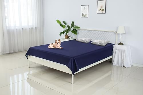 SILLY LEGACY wasserdichte Bettschutzauflage (229 x 140 cm; blau) – Weiche, dünne und beidseitig verwendbare Decke für Hunde, Katzen, andere Haustiere; Inkontinenz, Urin, Schmutz, Tierhaare, Speichel von SILLY LEGACY