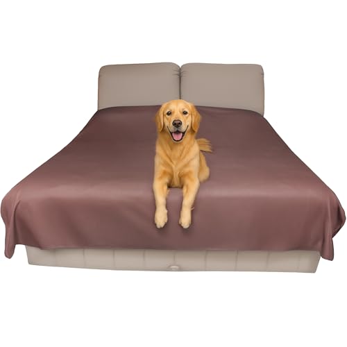 SILLY LEGACY wasserdichte Bettschutzauflage (229 x 140 cm; braun) – Weiche, dünne und beidseitig verwendbare Decke für Hunde, Katzen, andere Haustiere; Inkontinenz, Urin, Schmutz, Tierhaare, Speichel von SILLY LEGACY