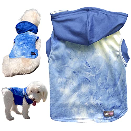 Silopets Hundekleidung für kleine Hunde und Jungen mit Kapuze – weiche und dehnbare XXS Hundekleidung für tägliche Spaziergänge – ärmellose Kleidung für Hunde (Sky XXS) von SILOPETS