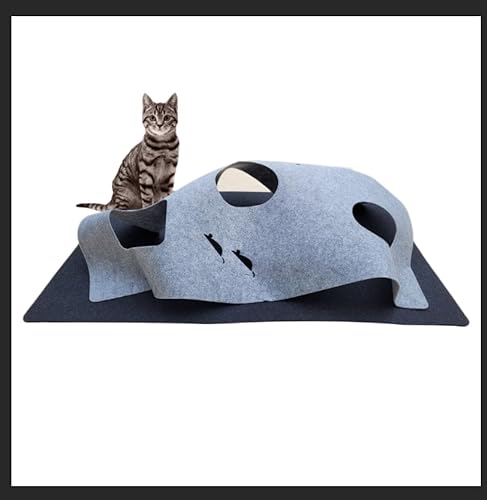 Katzentunnel, 2-Wege Faltbar Kätzchen Tunnel Katzenspielzeug interaktives Pop-Up-Labyrinthhaus-Spielzeug für kleine Kaninchen,Welpen,Frettchen,Meerschweinchen (Spielmatte) von SILUK