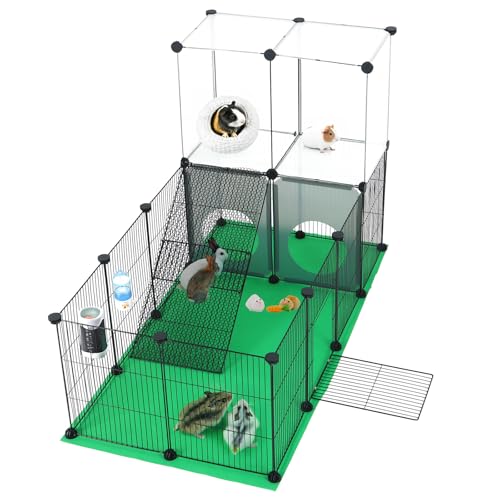 SILVER VALLEY Kleintier-Laufstall mit Rampe & Matte & Tür, Meerschweinchen, Kaninchenlauf, Haustier-Trainingszaun, DIY Eisengitter-Panel, ideal für Welpen, Kaninchen, Kätzchen SILVER VALLEY Kleintier-Laufstall mit Rampe & Matte & Tür, Meerschweinchen, Kaninchenlauf, Haustier-Trainingszaun, DIY Eisengitter-Panel, ideal für Welpen, Kaninchen, Kätzchen von SILVER VALLEY