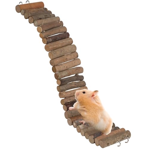SIMENA Holz Hamster Hängebrücke Spielzeug - Natürliche Kletterleiter für Zwerghamster, Syrische Hamster, Mäuse, Rennmäuse & kleine Haustiere (Natur, 50.0 cm) von SIMENA