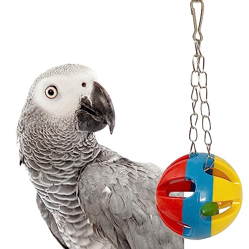 SIMENA Papageienballspielzeug mit Glocke, Käfig-Hängezubehör für mittelgroße bis große Vögel, interaktives Spielzeug für Vögel, Katzenballspielzeug (Globus, 1 Stück) von SIMENA