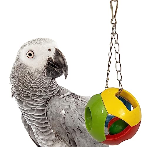 SIMENA Papageienball Spielzeug mit Glocke, Käfig Hängendes Zubehör für mittlere bis große Vögel, Papageienspielzeug, interaktives Puzzle-Vogelglockenspielzeug, Vogelball, Katzenballspielzeug von SIMENA