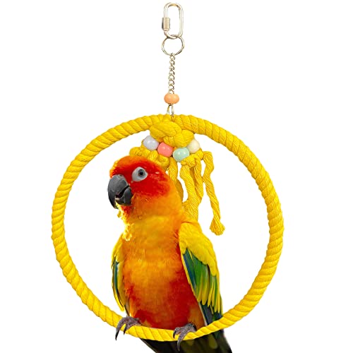 SIMENA Papageienspielzeug zum Aufhängen, Baumwollseil, groß, 24,1 cm, Gelb von SIMENA