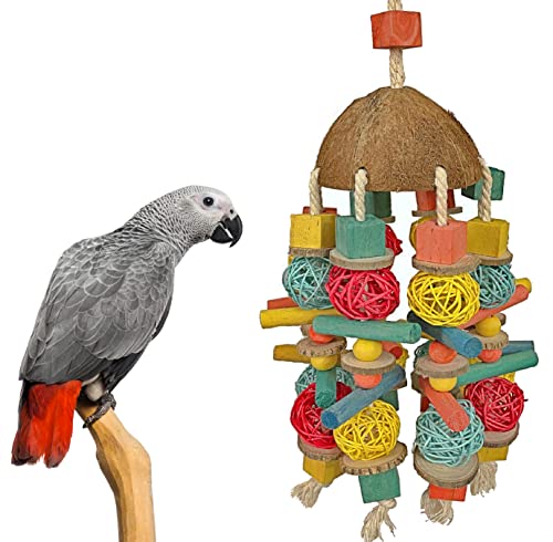SIMENA Vogel-Kauspielzeug für Papageien, Vogelspielzeug für Käfig, Papageienspielzeug aus natürlichen Holzblöcken, Beißspielzeug für afrikanische graue Kakadus, Amazonaspapageien, große und von SIMENA