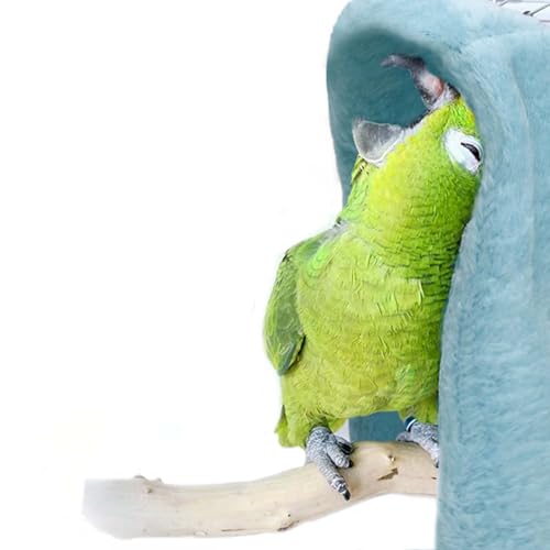 SIMENA Vogeldecke für Käfig, Eck-Fleece-Bett für Vögel, gemütlicher Vogelwärmer, Papageienhaus für Käfig, Kuschelnest Hängespielzeug für Sittiche (Blau, Groß) von SIMENA