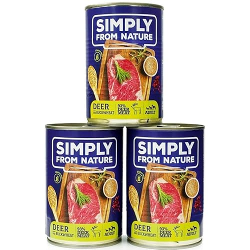 SIMPLY FROM NATURE Hundenassfutter Hirsche mit Buchweizen 3 x 400g von SIMPLY FROM NATURE