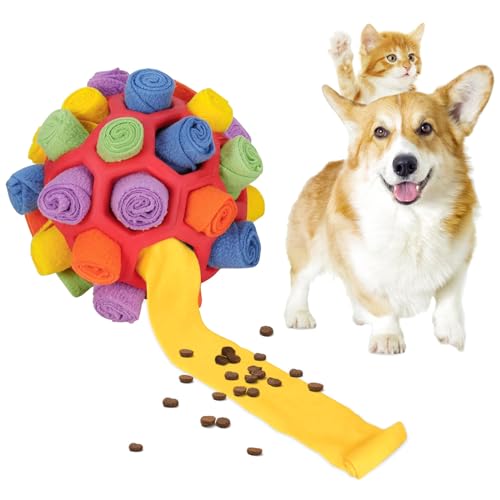 Schnüffelball für Hunde, Schnüffelteppich für Hunde Intelligenzspielzeug Schnüffelspielzeug, Interaktives Hundespielzeug für Kleine Mittelgroße Hunde Spielzeug zum Langsamen Füttern von Hunden (Rot ) von SIMSPEAR