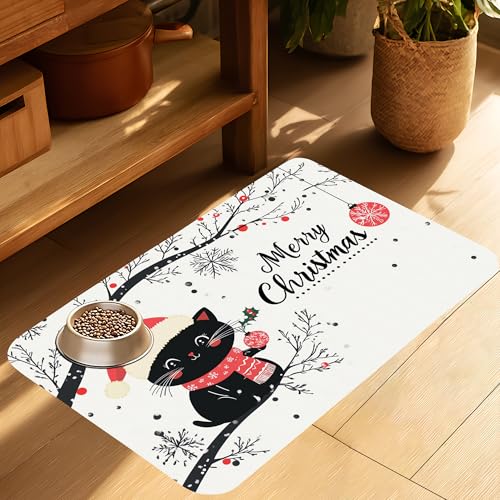 Futternapf-Matte für Katzen, schnell trocknend, saugfähig, rutschfest, für unordentliche Esser, keine Flecken, Haustierzubehör, 40,6 x 61 cm von SINENRY