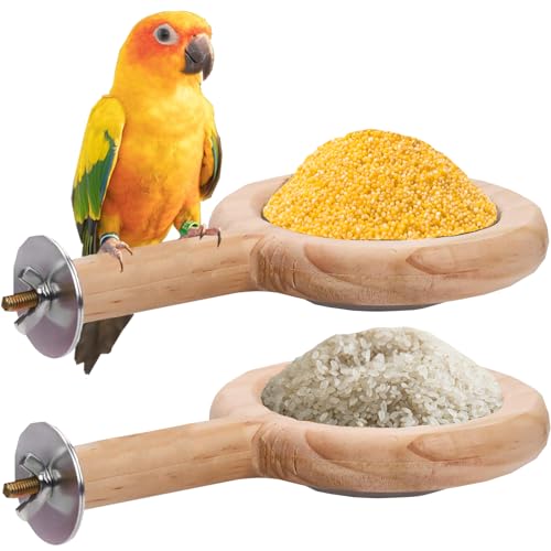 SINFUN Vogel-Sitzstange Spielzeug Vogelfutterbecher Geschirr Papagei Spiel Holz Ständer Holz Papagei Sitzstange Spielzeug Tragbares Training Spielplatz Vogelkäfig Spielzeug für Kakadu Conure von SINFUN