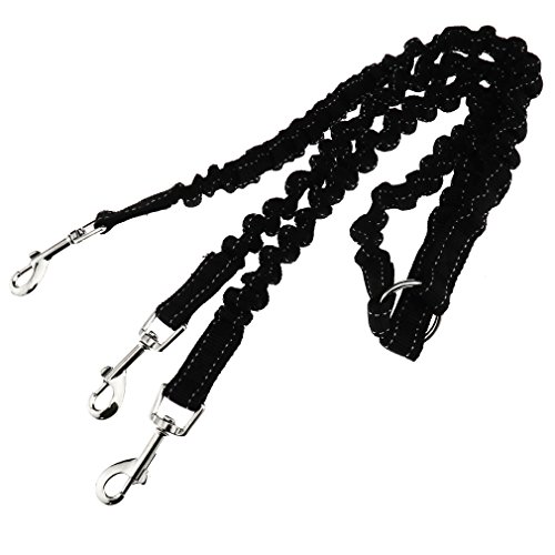3 Wege no-tangle Triple Koppler Hund Bungee Walking Leine Gurt Seil Kabel schwarz von SING F LTD