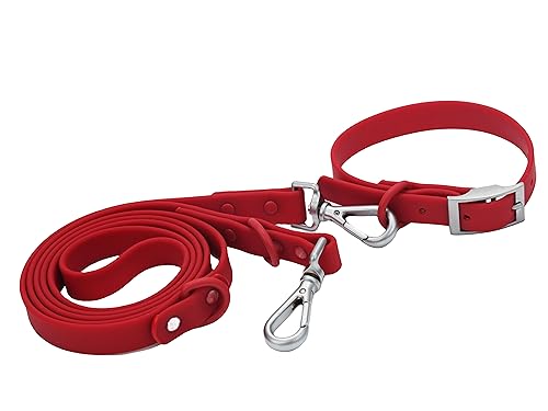SINMORA Hundehalsband aus PVC, weich, stark, schmutzabweisend, 100% wasserdicht, leicht zu reinigen (L, Rot) von SINMORA