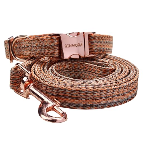 Sinmora Gewebtes Halsband für Haustiere, 1,5 m Seillänge, Leinenmaterial, sicher und umweltfreundlich (S, Braun) von SINMORA