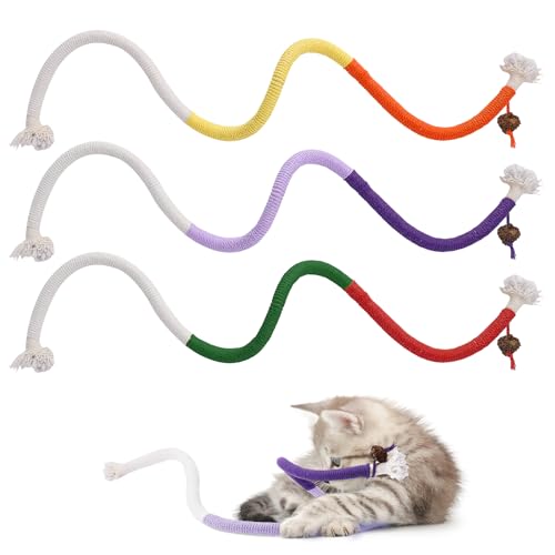 SINROBO Katzenspielzeug, Kauseile, 70 cm, interaktives Katzenminze-Spielzeug für Hauskatzen, Kätzchen-Zahnreinigung, Kauspielzeug für Zahnpflege, 3 Stück von SINROBO