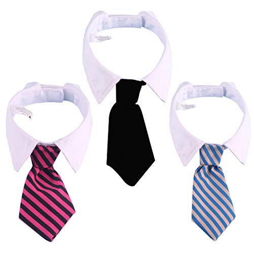 SIPLIV 3 Stück Hund Katze Haustier Streifen Fliege Krawatte Tierkostüm verstellbare Krawatte Krawatte Halsband für kleine Hunde Welpen Pflege Zubehör - s (schwarz, Rose rot, blau) von SIPLIV