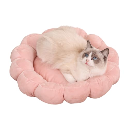 SIQITECH Hundebett Blütenblatt Form Katzenbett Plüsch Hundesofa Warm Hundehütte Flauschig Katzennest Beidseitig Haustierbett Niedlich Katzenhütte Weich Schlafbett für Hunde Katzen Welpen Kätzchen von SIQITECH