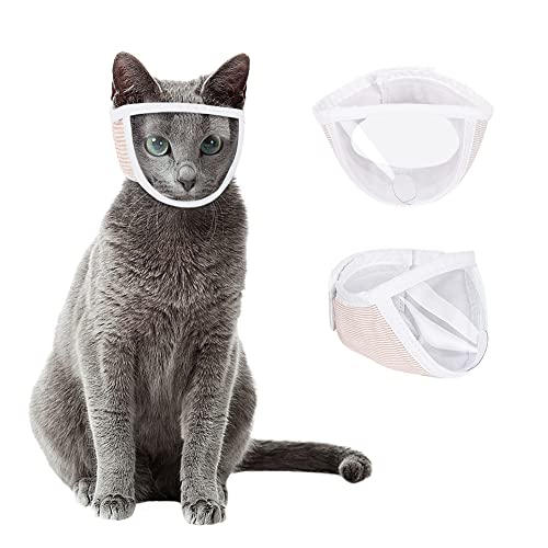 Katzemaulkorb Anti Beißen Mundabdeckung Katze Einstellbar Katzenpflege Atmungsaktiv Katzemaulkorb Transparent Design Maulkorb mit Klettverschluss Maulkorb Baden Körperkontrolle Krallenschneiden von SIQITECH