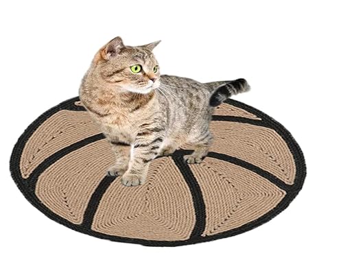 SIQITECH Kratzmatte Katze Sisal Kratzteppich Fußballmuster Rund Katzenboden rutschfest Sisalmatte Knirschende Pfoten Kratzbrett Schutz Möbeln Kratzbrett Katzenmöbel Natürlich von SIQITECH