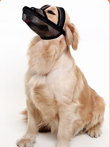 Maulkorb Hunde Atmungsaktiv Maulkörbe Verstellbar Hundemundabdeckung Fressschutz Mesh Hundemaulkorb Verhindert Beißen HundeMaulkorb Sicher Korbmaulkorb für Mittelgroße Große Hunde von SIQITECH