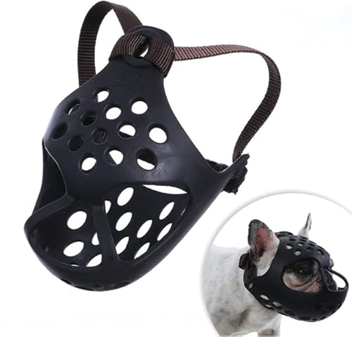 SIQITECH Maulkorb Hunde Hundemaske Atmungsaktiv Hundemaulkorb Verstellbar Maulkörbe Anti Beißen Hundemundabdeckung Mesh Kurzer Schnauze Maulkorb Bulldogge Mops Korbmaulkorb Training von SIQITECH
