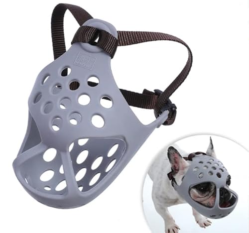 SIQITECH Maulkorb Hunde Hundemaske Atmungsaktiv Hundemaulkorb Verstellbar Maulkörbe Anti Beißen Hundemundabdeckung Mesh Kurzer Schnauze Maulkorb Bulldogge Mops Korbmaulkorb Training von SIQITECH