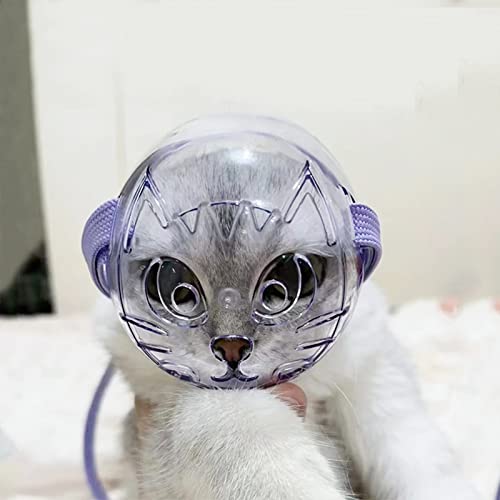 SIQITECH Maulkorb Katze Atmungsaktiv Katzemaulkorb Anti Beißen Katzenpflege Verstellbar Katze Mundabdeckung Transparent Haustier Mundschutz Verhindern Kauen Lecken Katzenhaube Badepflege Zubehör von SIQITECH