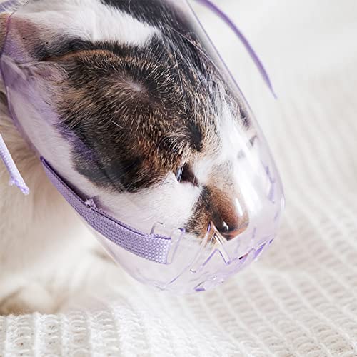 Maulkorb Katze Atmungsaktiv Katzemaulkorb Anti Beißen Katzenpflege Verstellbar Katze Mundabdeckung Transparent Haustier Mundschutz Verhindern Kauen Lecken Katzenhaube Badepflege Zubehör von SIQITECH