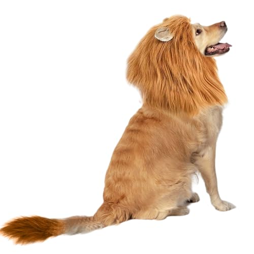 Löwenmähne mit Schwanz, lustiges Haustier-Löwenmähnen-Kostüm, verstellbare Löwen-Perücke und -schwanz für Halloween, Cosplay, Fotoshootings, Hellbraun Löwenmähne mit Schwanz, lustiges Haustier-Löwenmähnen-Kostüm, verstellbare Löwen-Perücke und -schwanz für Halloween, Cosplay, Fotoshootings, Hellbraun von SIQITECHUK