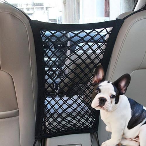 SIQITECHUK Universal Auto Vordersitz Haustier Barriere Sicherheitsnetz Mesh Auto Hundeschutz Auto Trennschutz mit Aufbewahrungstasche Autositz Gap Organizer für Reisen Sicherheit Fahren von SIQITECHUK