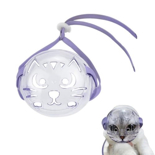 Transparenter Katzen-Maulkorb, Katzen-Mundschutz, Helm, verstellbare Kapuze, atmungsaktiv, Anti-Biss-Mundabdeckung für Fellpflege, verhindert Beißen und Kauen (M) von SIQITECHUK
