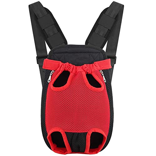 Katzen- und Hundegeschirr, verstellbar und tragbar, stilvoll und schön, Rucksack ist geeignet für kleine und mittelgroße Hunde und Katzen, Haustier-Tragetasche (Farbe: Rot, Größe: L) von SISWIM