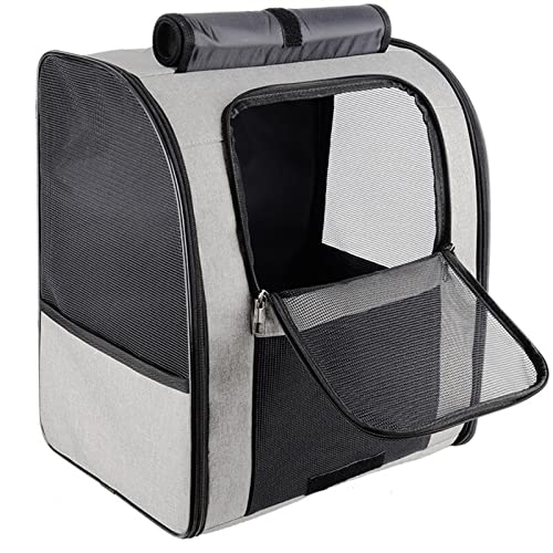 Katzentrage Katzenrucksack, Haustierrucksack mit großer Kapazität, Oxford-Stoff, atmungsaktiv, kühlende Katzentasche, Haustier-Tragetasche (Farbe: Grau, Größe: L) von SISWIM